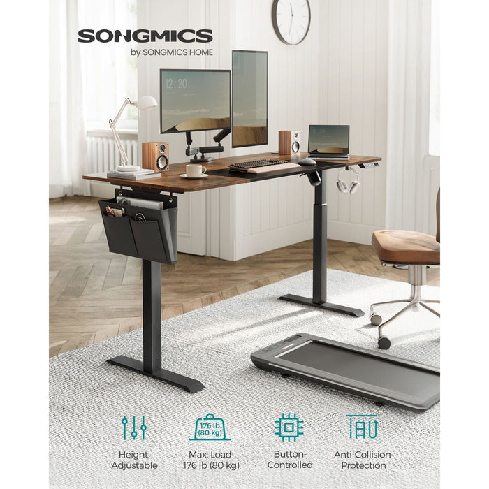 Songmics Standing Home Office Desk Rustic Brown Black