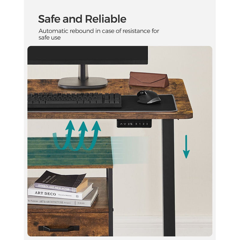 Vasagle Electric Standing Desk For Home Office, Rustic Brown - Low noise, memory presets