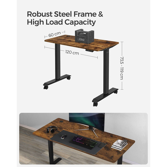 Vasagle Electric Standing Desk, Rustic Brown