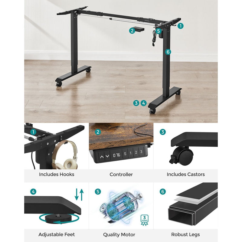 Vasagle Electric Standing Desk For Home Office, Rustic Brown - Low noise, memory presets