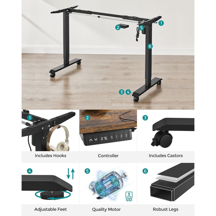 Vasagle Electric Standing Desk, Rustic Brown