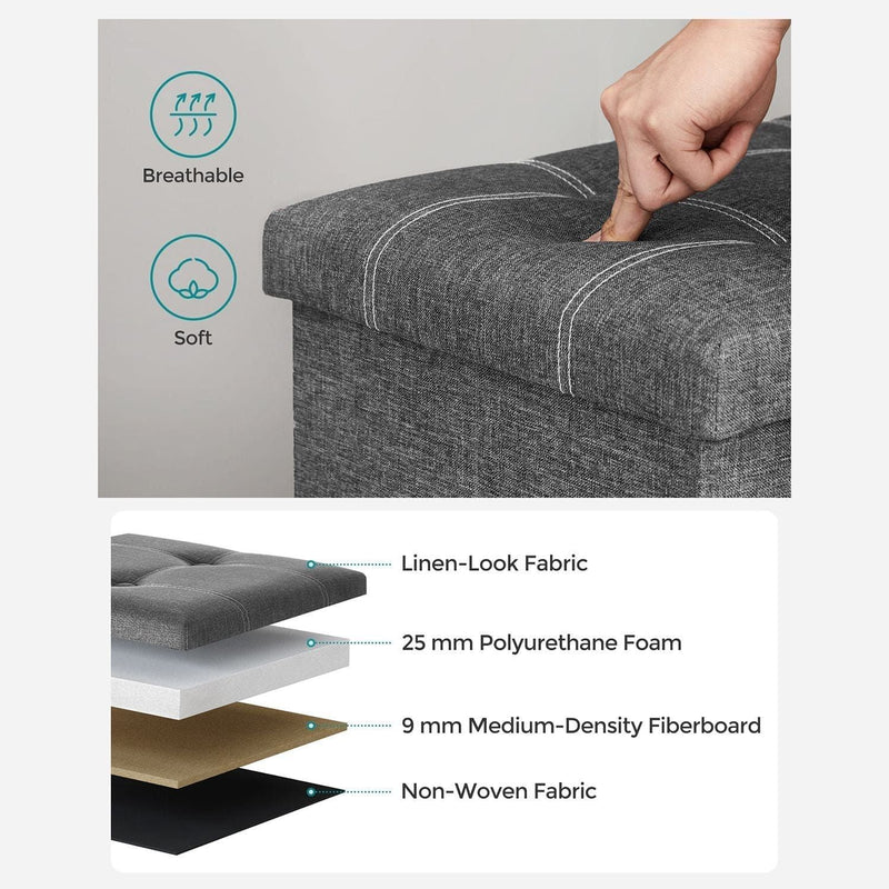 Grey Ottoman Storage Box Songmics