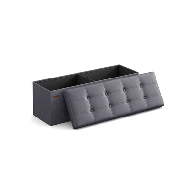 Songmics Faux Leather Storage Box With Lid Grey Songmics