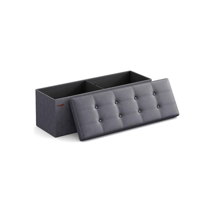 Songmics Faux Leather Storage Box With Lid Grey