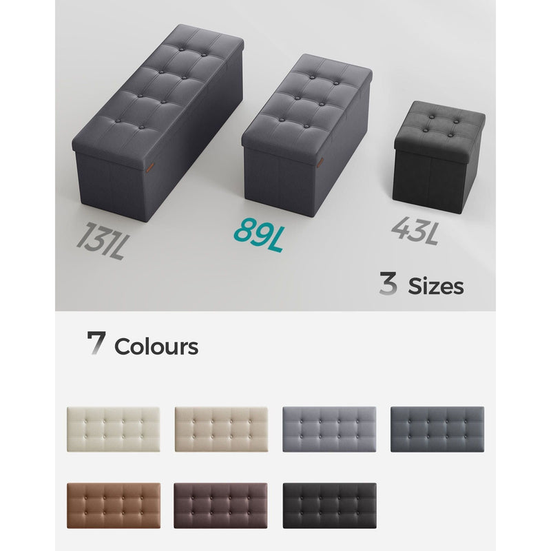 Songmics Faux Leather Storage Box With Lid Grey