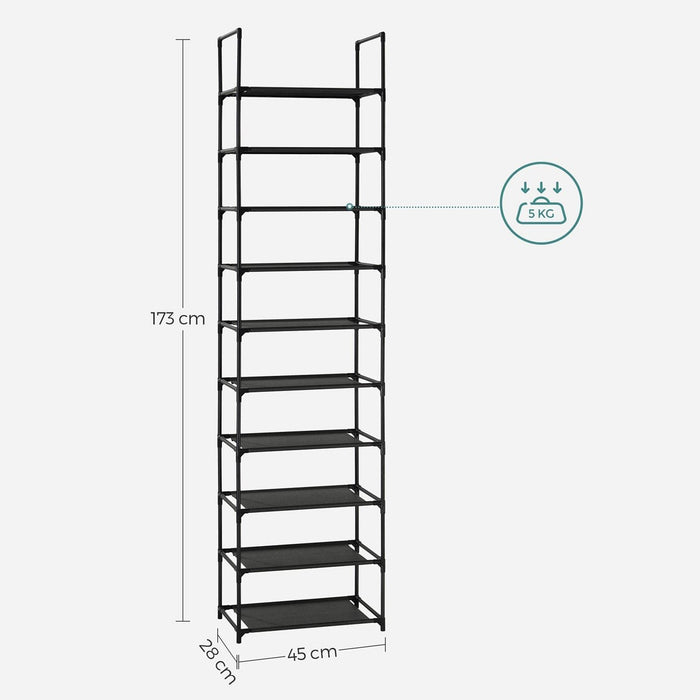 Songmics Tall Narrow Shoe Rack 10 Tier