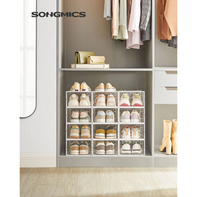 Songmics 12 Clear Stackable Shoe Storage Boxes up to UK Size 9 Songmics