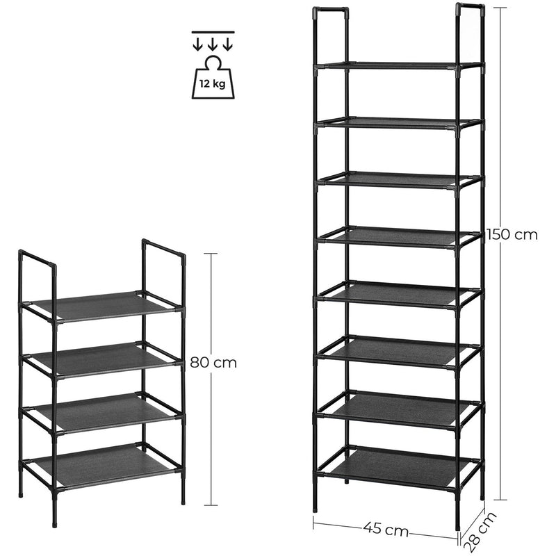 2-Pack 4-Tier Shoe Storage Rack - Black Songmics