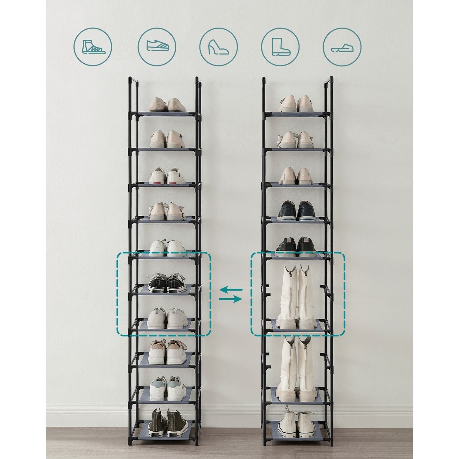 Opal Rack Shop Songmics Tall Narrow Shoe Rack @ Opal Retail