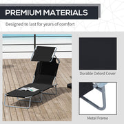 Folding Sun Lounger With Canopy Outsunny