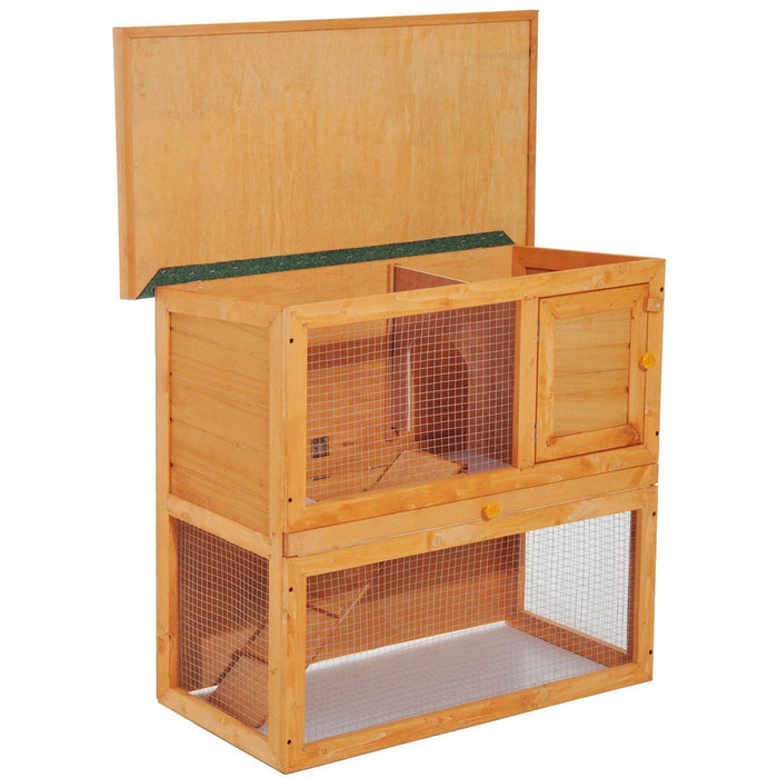 Wooden Rabbit Hutch, Weather Resistant 2 Tier