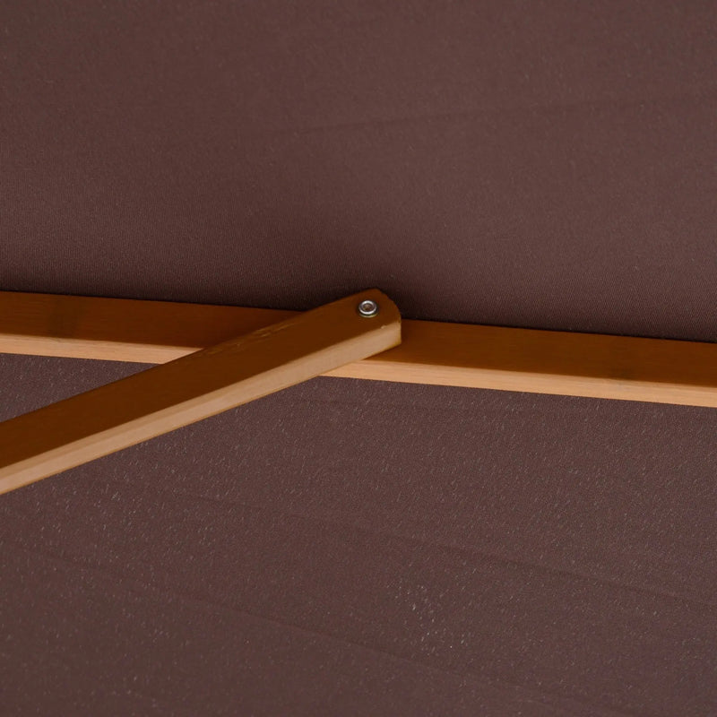 3m Bamboo Patio Umbrella, Coffee Outsunny