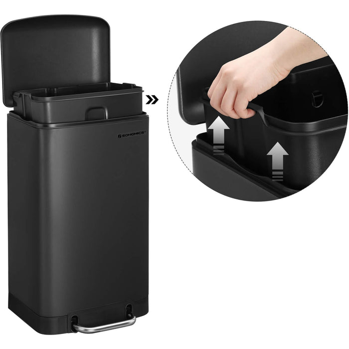 Stylish Black Kitchen Bin, Inner Bucket