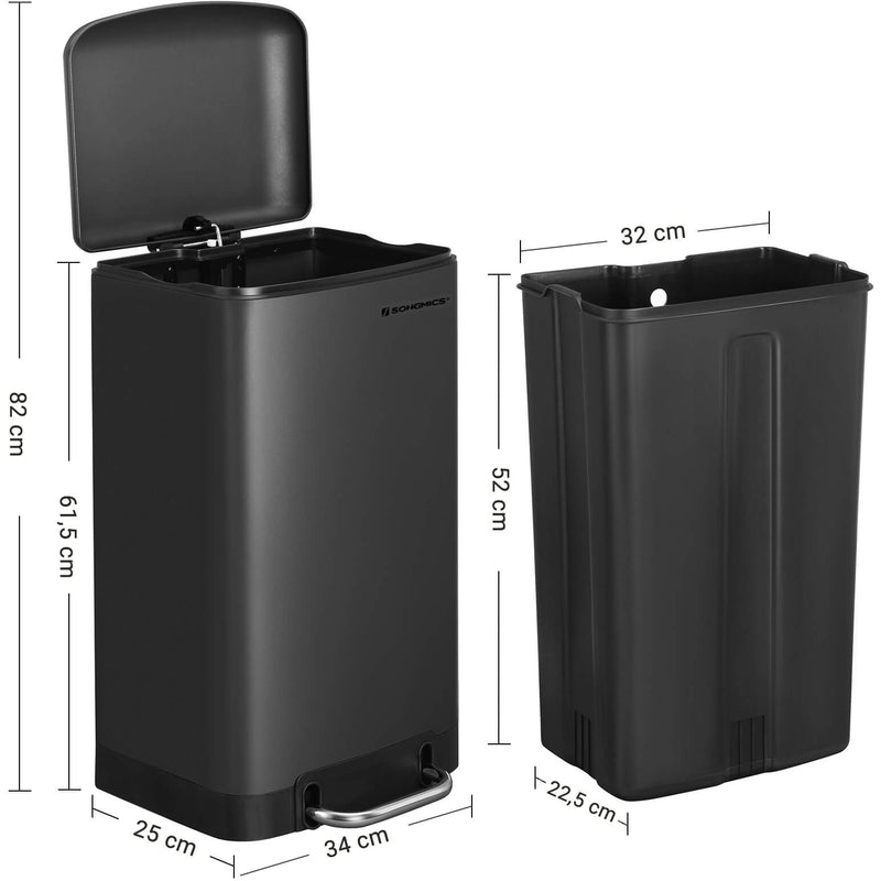 30L Matte Black Kitchen Bin