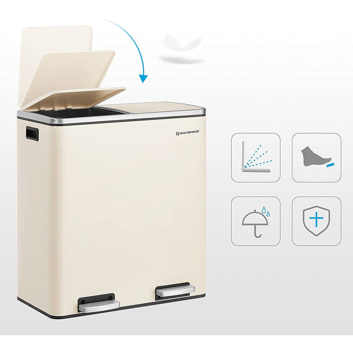 Kitchen Bin With 2 Compartments, Cream