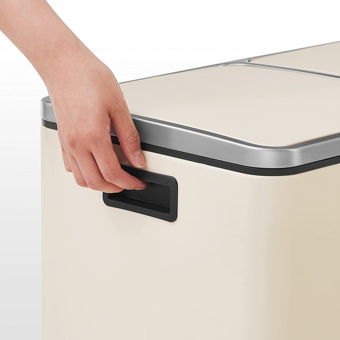 Kitchen Bin With 2 Compartments, Cream