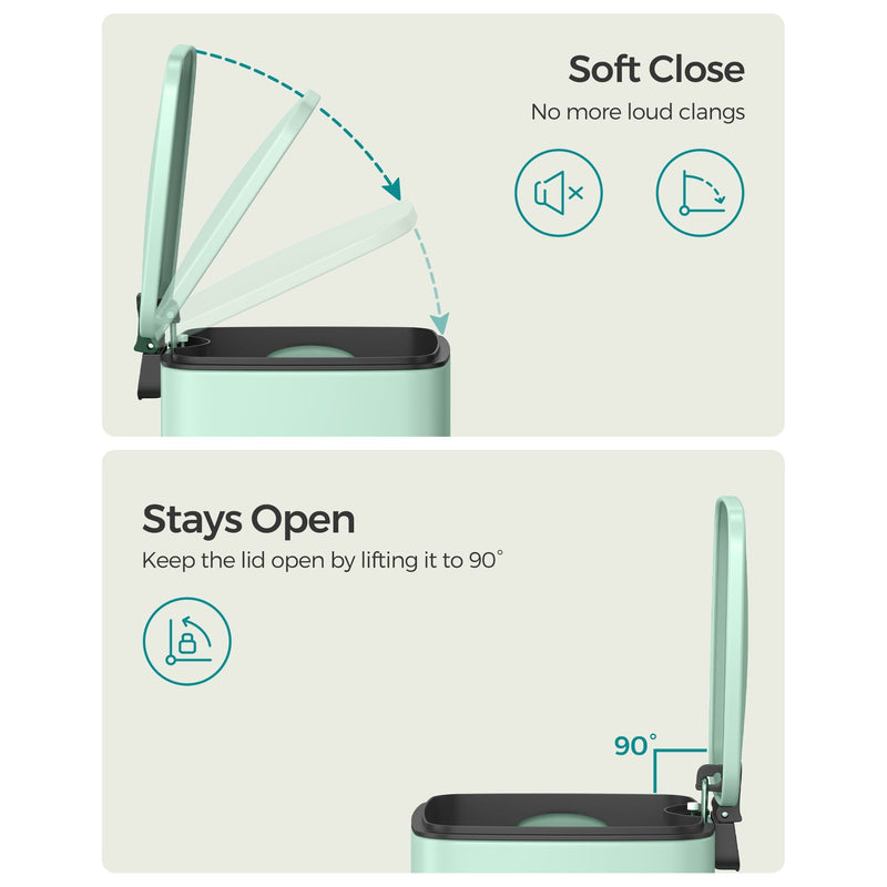 Songmics Small Pedal Bin for Bathroom, 8L