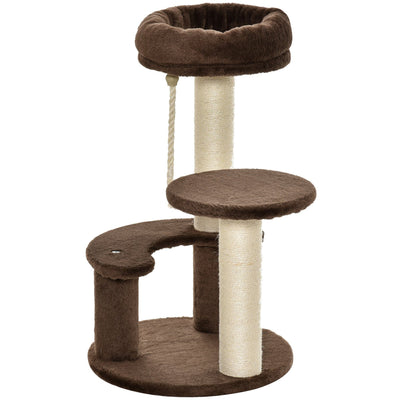 65cm Cat Tree, 2 Perch, Sisal Scratching Posts, Playhouse Pawhut