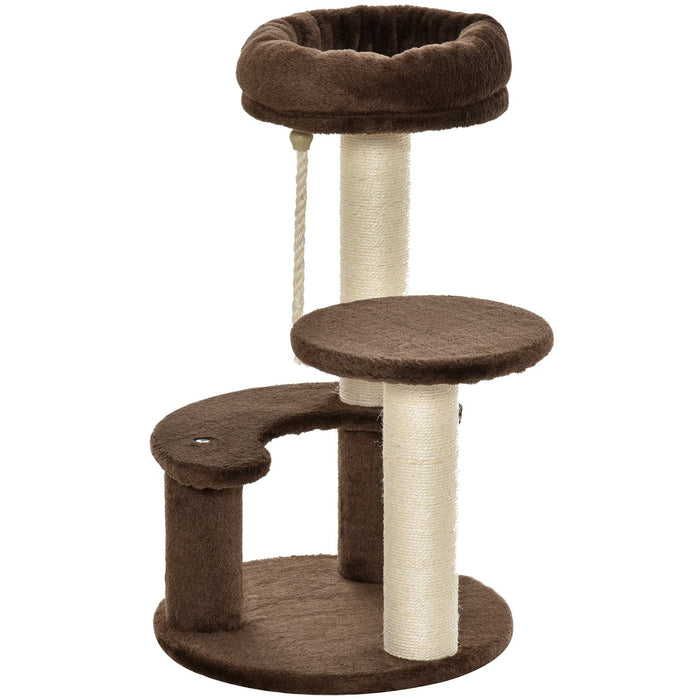 65cm Cat Tree, 2 Perch, Sisal Scratching Posts, Playhouse