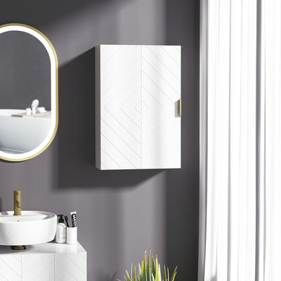 White Over Toilet Wall Cabinet With Adjustable Shelves Kleankin