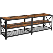 TV Rustic Industrial Stand for 70 Inch TV - 2 Large shelves for storage