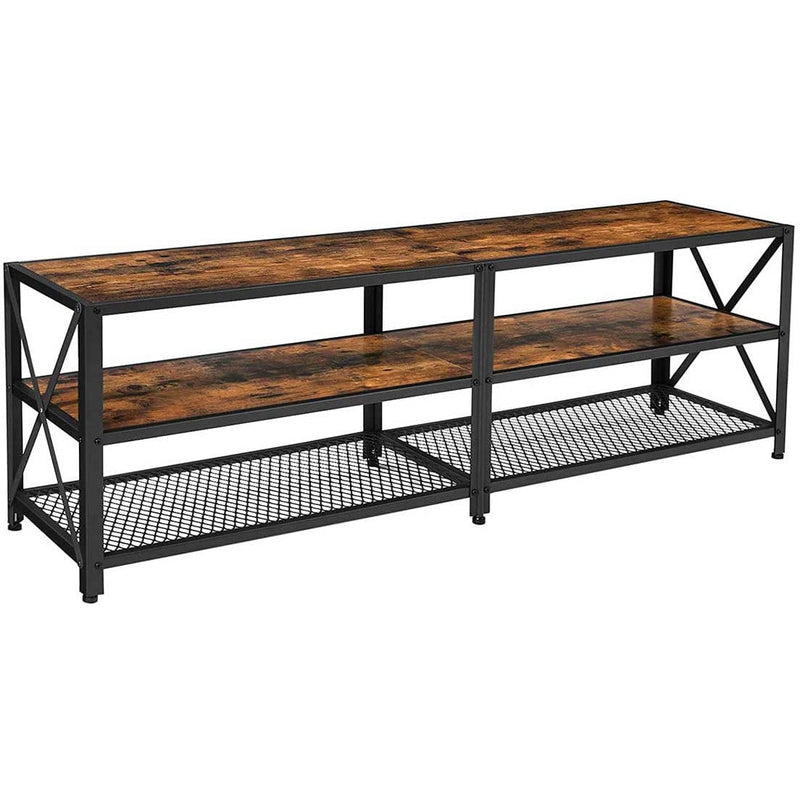 TV Rustic Industrial Stand for 70 Inch TV - 2 Large shelves for storage