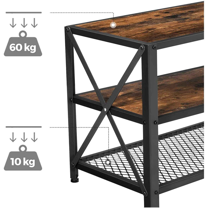 Vasagle Rustic Industrial TV Stand for 70 Inch TV - 2 Large shelves for storage