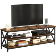 Large Industrial TV Stand 147cm Wide, 50cm High, 40cm Deep  - 2 large open shelves