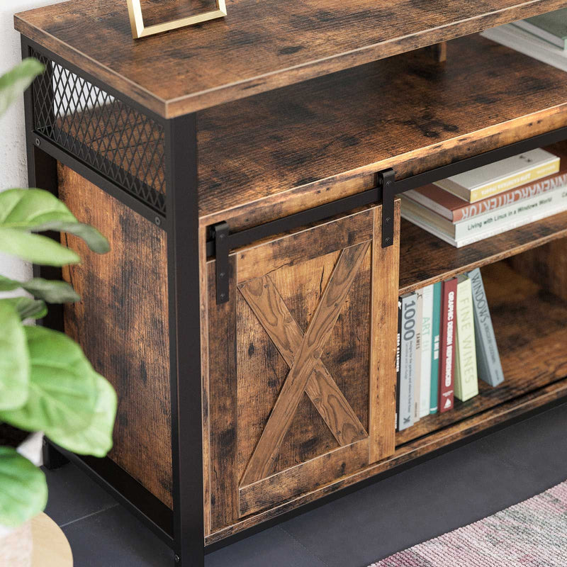 Vasagle Industrial Style TV Cabinet With Sliding Barn Style Doors