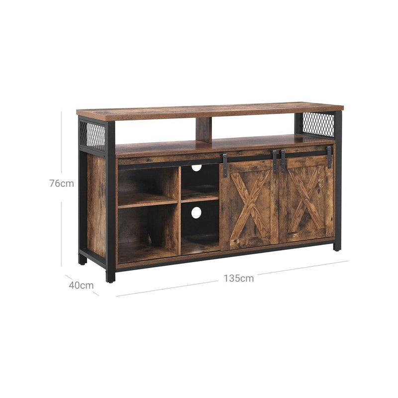 Vasagle Industrial Style TV Cabinet With Sliding Barn Style Doors