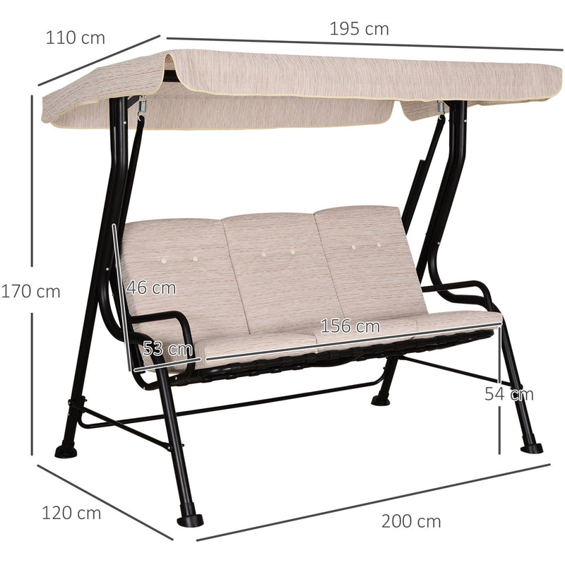 3 Seater Garden Swing Chair Hammock With Canopy, Bed Outsunny
