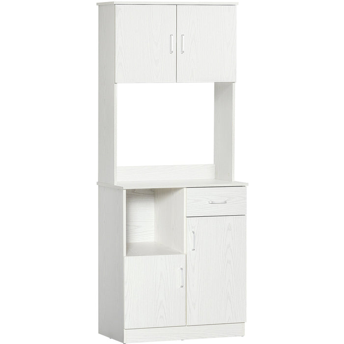 Freestanding Kitchen Cupboard, Microwave Counter, White