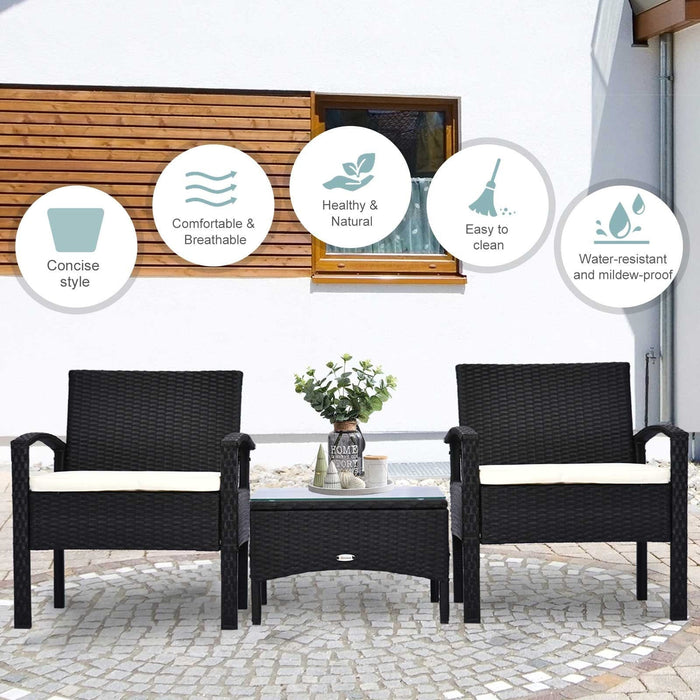 2 Seater Rattan Sofa Set with Table