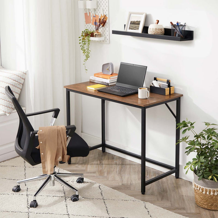 Vasagle Small Home Office Desk, Hazelnut Brown, Black