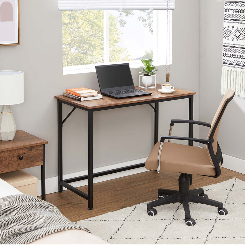 Vasagle Small Home Office Desk, Hazelnut Brown, Black