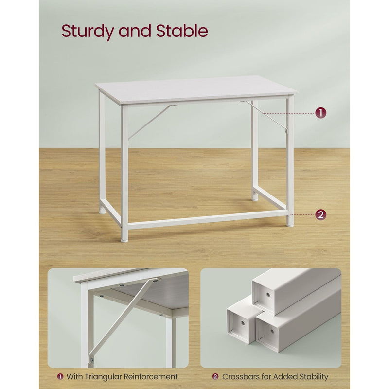 Vasagle Small White Desk 100cm For Home Office or Study Area