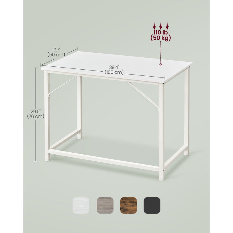 Vasagle Small White Desk 100cm For Home Office or Study Area