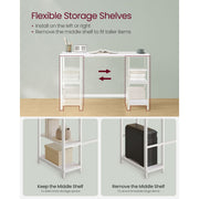 Vasagle White 120cm Desk With Storage For Home Office