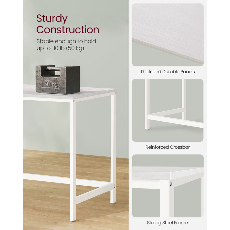 Vasagle White 120cm Desk With Storage For Home Office