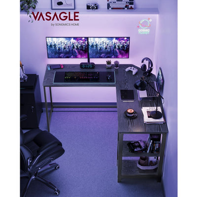 Vasagle Black L Shaped Corner Computer Desk For Home Office