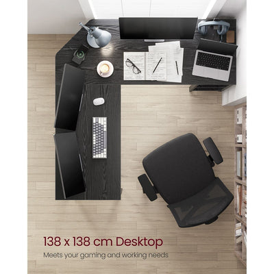 Vasagle Black L Shaped Corner Computer Desk For Home Office
