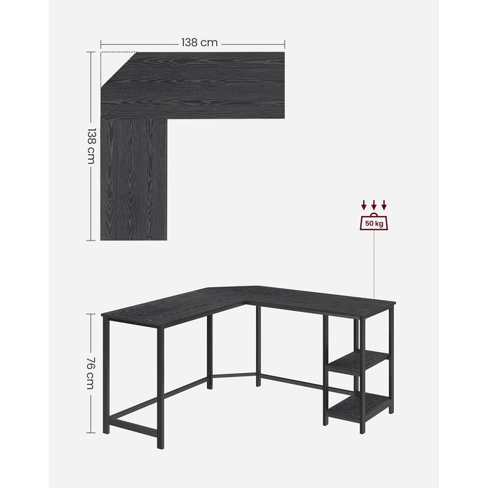 Vasagle L Shaped Computer Desk, Black