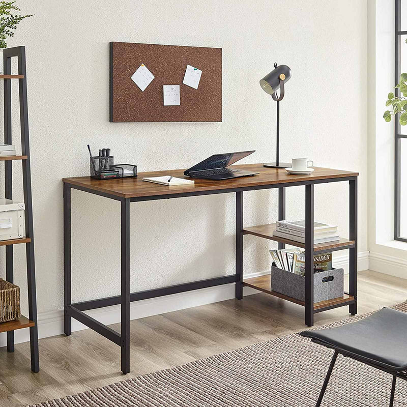 Vasagle Industrial Home Office Desk With Shelves 140cm Wide
