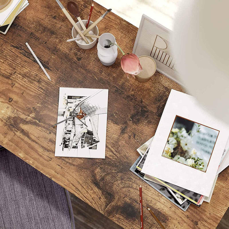 Vasagle Industrial Home Office Desk With Shelves 140cm Wide