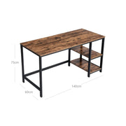 Vasagle Industrial Home Office Desk With Shelves 140cm Wide