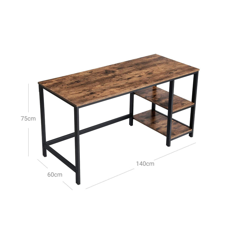 Vasagle Industrial Home Office Desk With Shelves 140cm Wide
