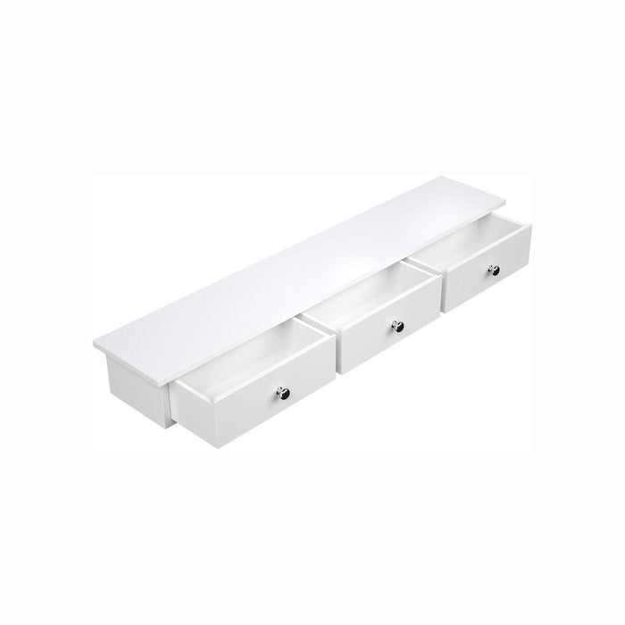 White Wall Mounted Floating Shelf with Drawers