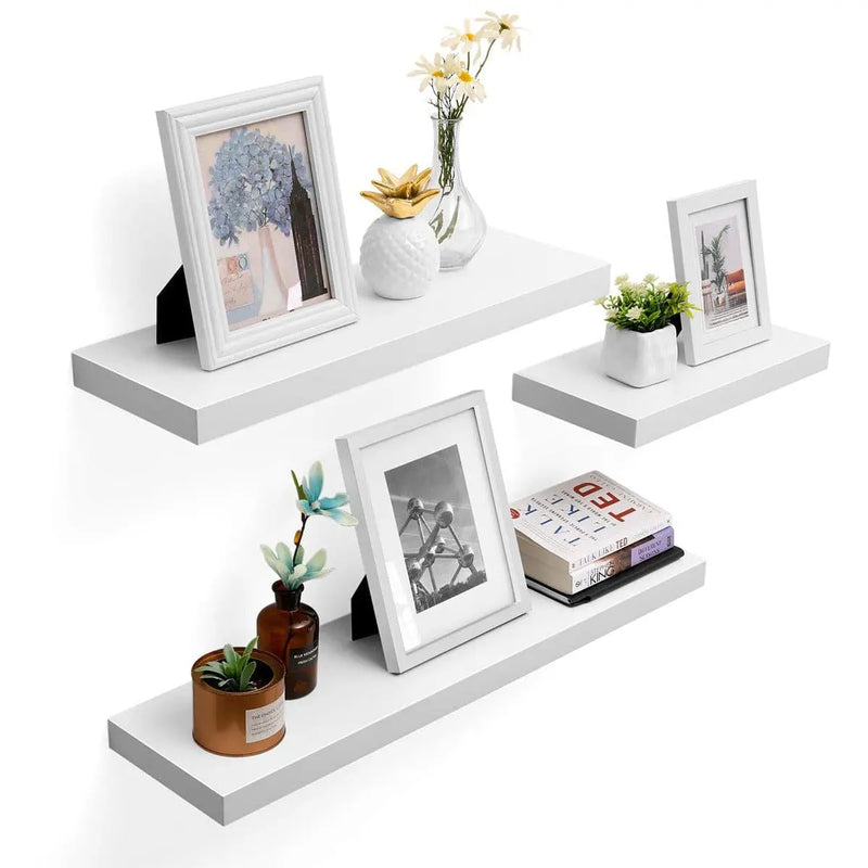 White Floating Wall Shelf by Vasagle - 60cm wide, holds up to 15kg, easy to install, perfect for any room in your house