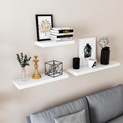White Floating Wall Shelf by Vasagle - 60cm wide, holds up to 15kg, easy to install, perfect for any room in your house