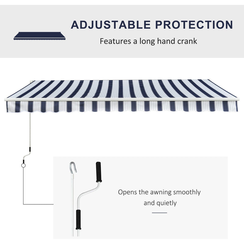 Manual Retractable Awning, 3.5 x 2.5 m, Blue/White